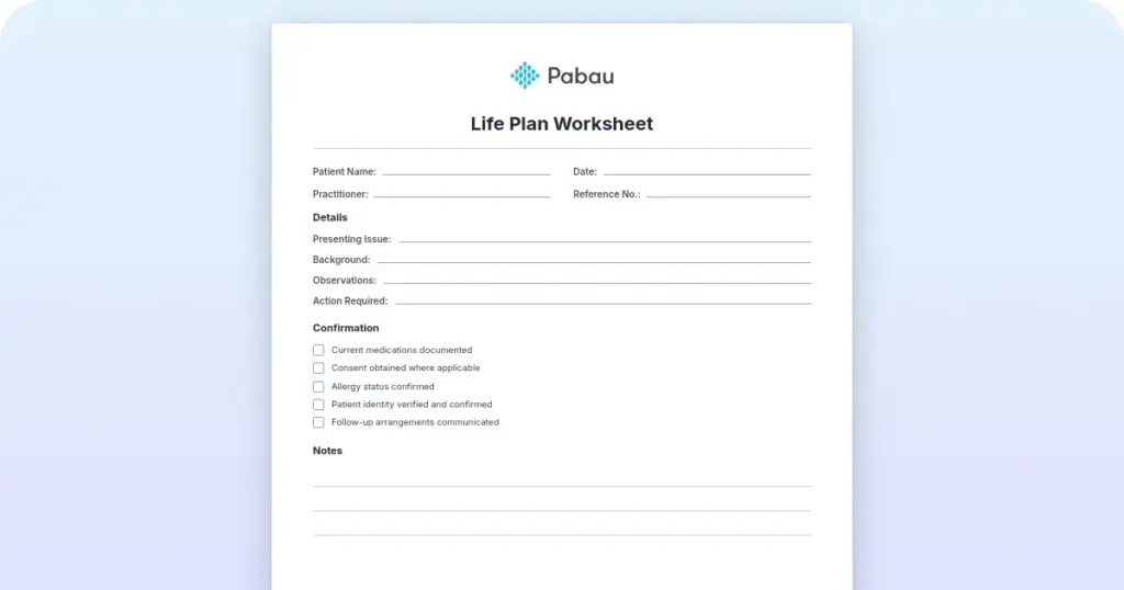 Life plan worksheet: Free template and how to fill it in preview from Pabau