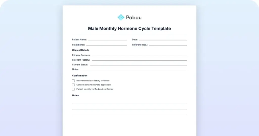 Male Monthly Hormone Cycle Template