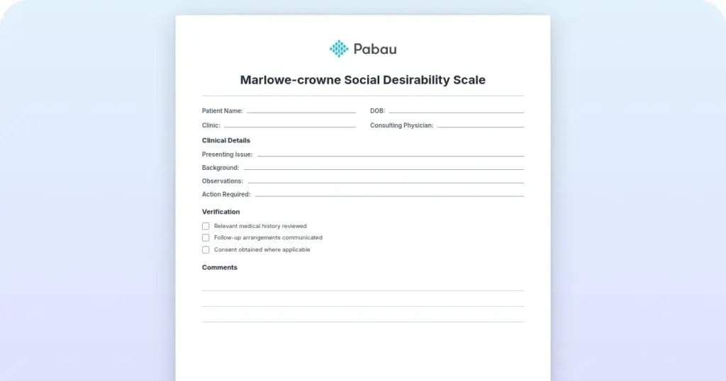 Marlowe-Crowne Social Desirability Scale preview from Pabau