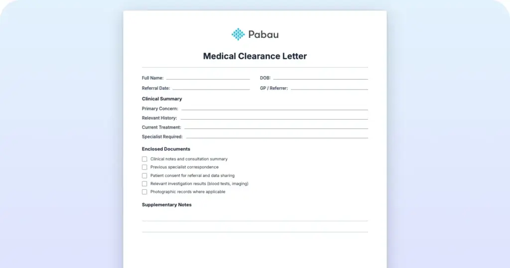 Medical Clearance Letter