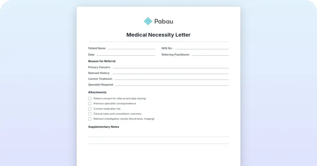 Medical necessity letter: Template, example and how to write one preview from Pabau