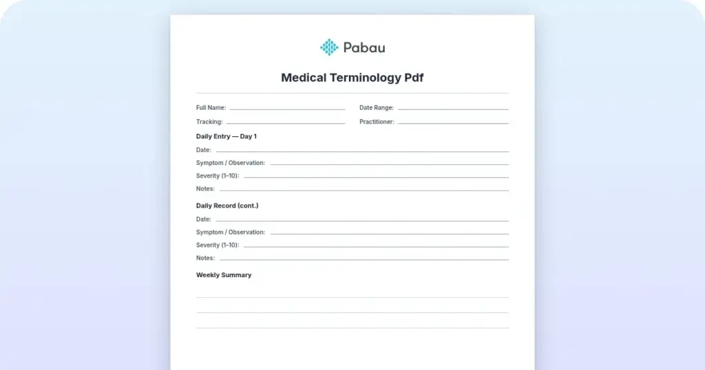 Medical terminology PDF: Free glossary of 30 clinical terms preview from Pabau