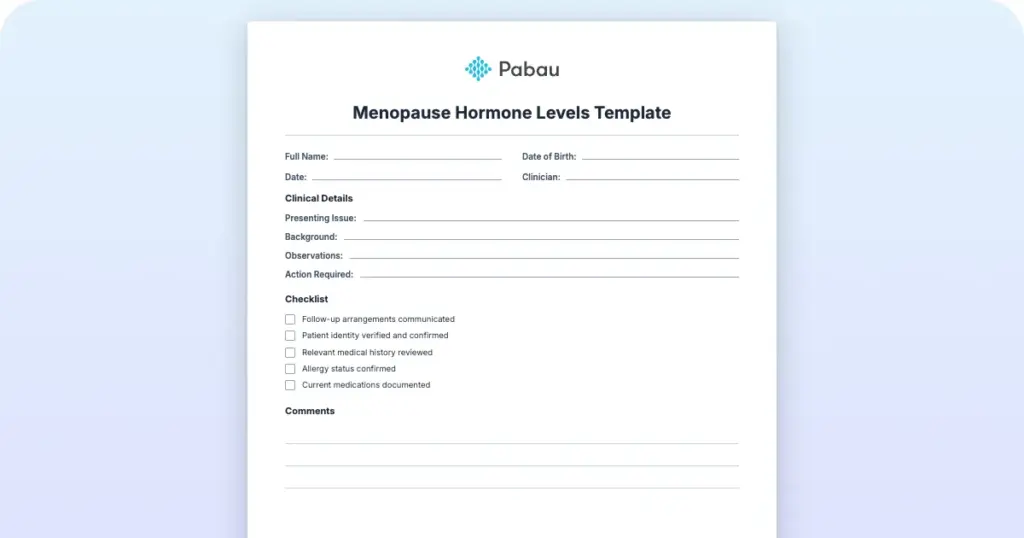 Menopause Hormone Levels Template