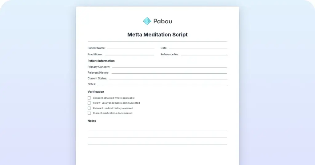 Metta meditation script for therapists (free download) preview from Pabau