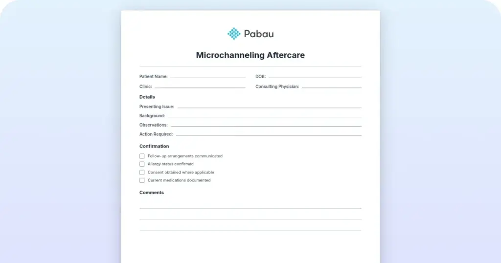 Microchanneling aftercare: Complete recovery guide and template for practices preview from Pabau