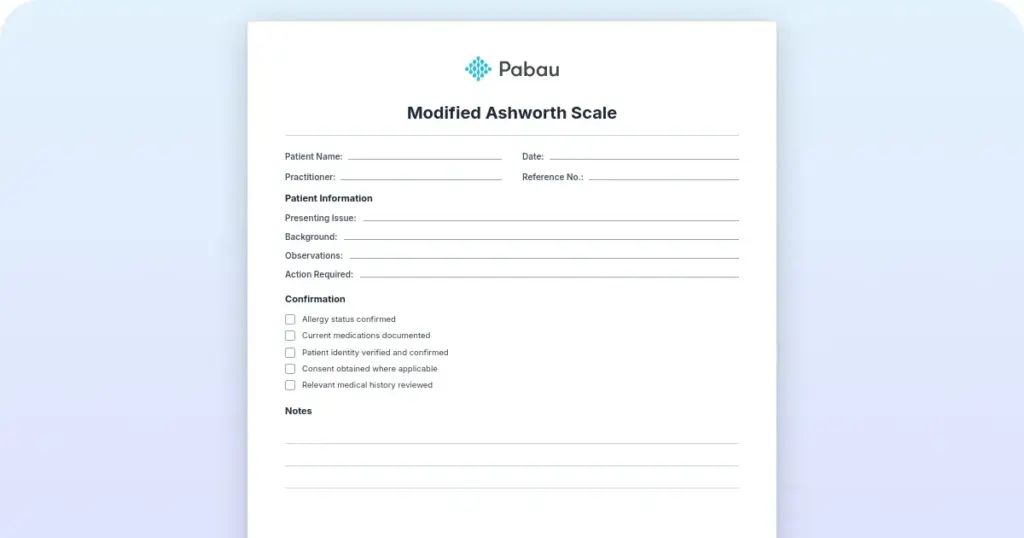 Modified Ashworth Scale preview from Pabau