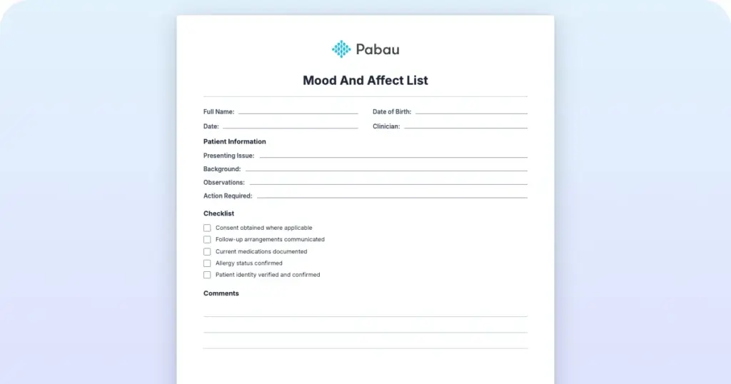 Mood And Affect List