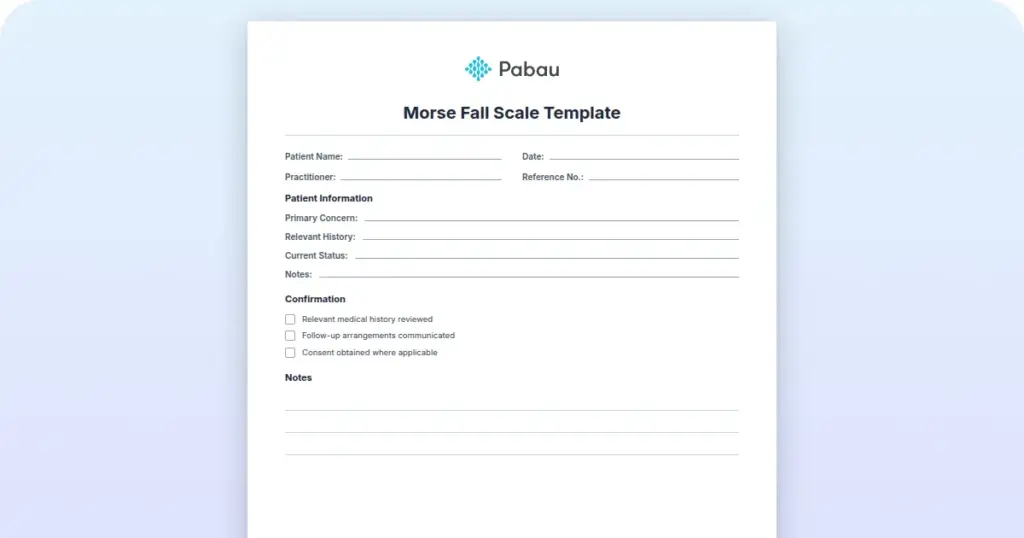 Morse Fall Scale Template preview from Pabau
