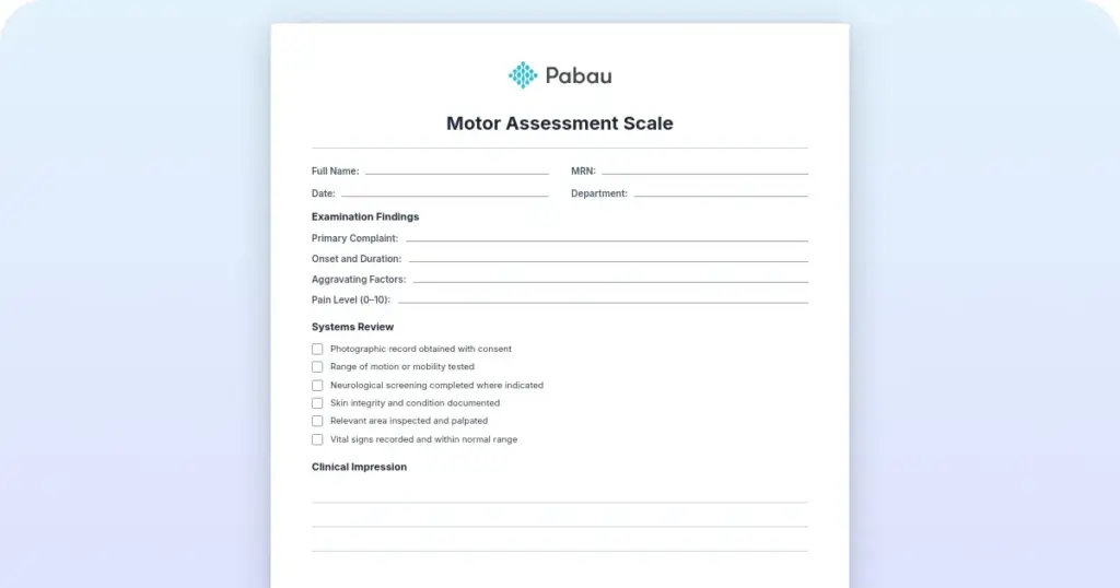 Motor Assessment Scale: Items, scoring, and how to administer it preview from Pabau