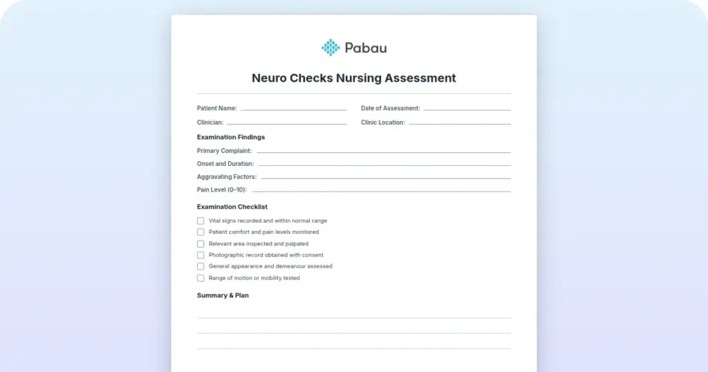 Neuro checks nursing assessment: A complete bedside checklist preview from Pabau