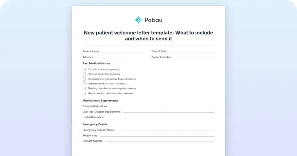 New Patient Welcome Letter
