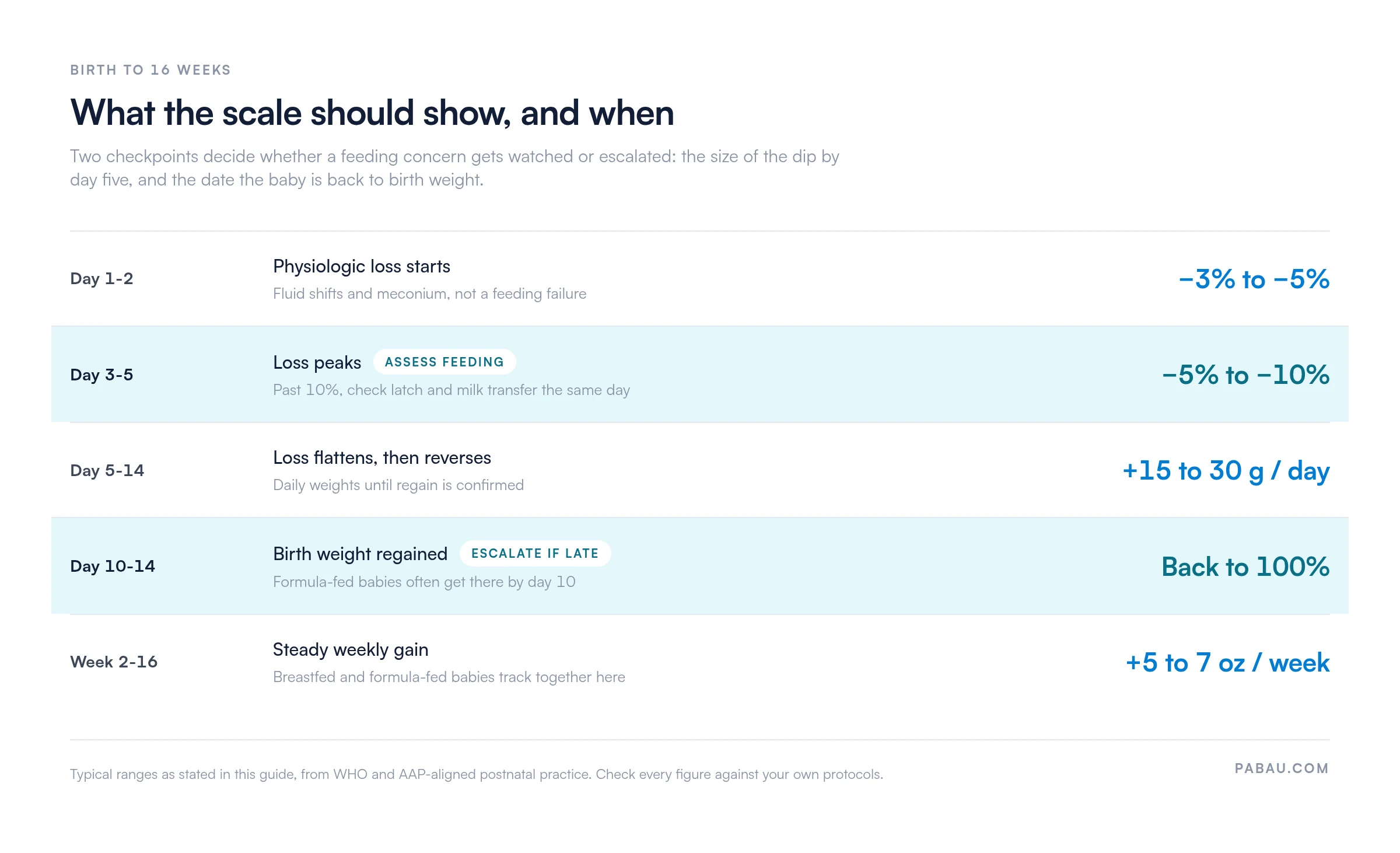 Timeline of newborn weight change