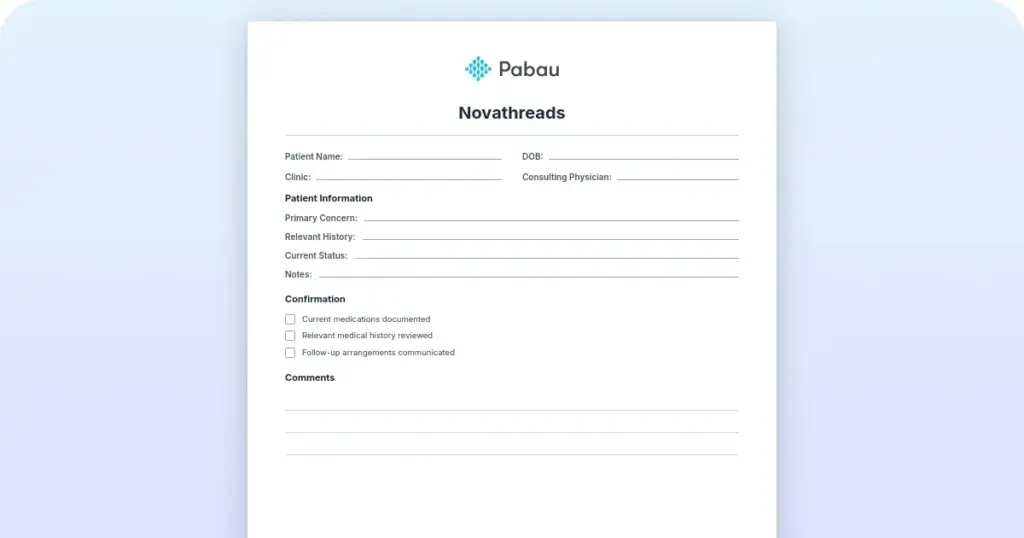 novathreads preview from Pabau
