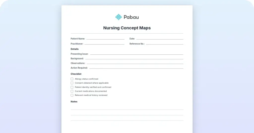 Nursing concept map: Free template and worked examples preview from Pabau