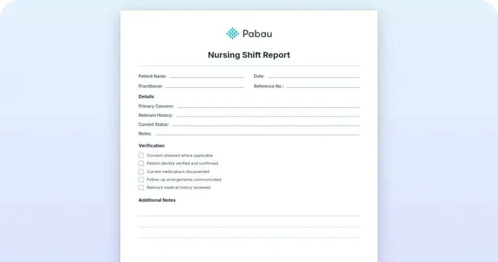 Nursing Shift Report Template: Complete Guide preview from Pabau