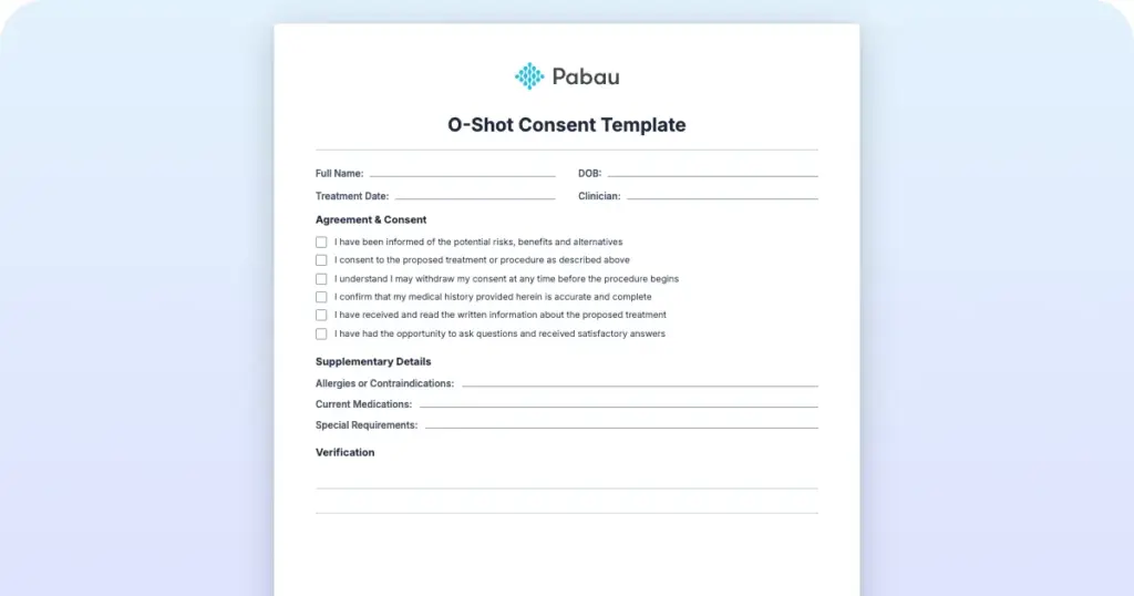O-Shot Consent Template preview from Pabau