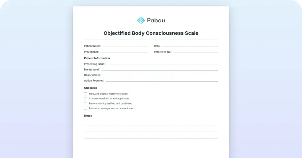 Objectified Body Consciousness Scale preview from Pabau