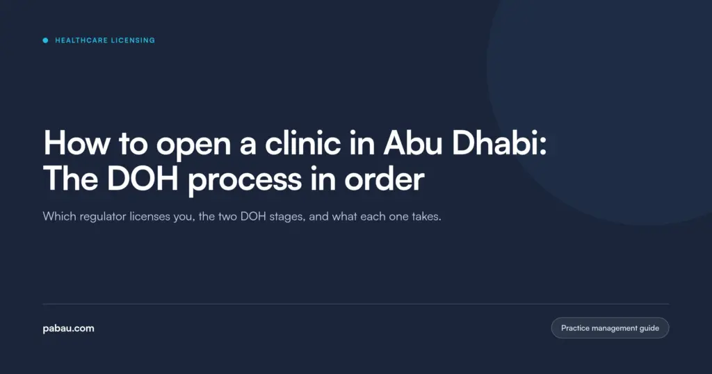 Pabau blog card: How to open a clinic in Abu Dhabi, the DOH process in order