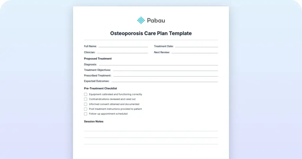 Osteoporosis Care Plan Template