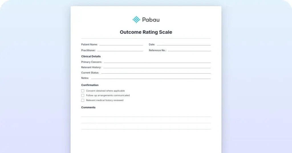 Free outcome rating scale template: How to administer one in session preview from Pabau