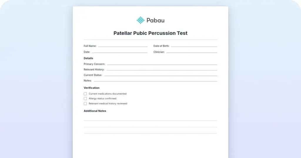 Patellar pubic percussion test preview from Pabau