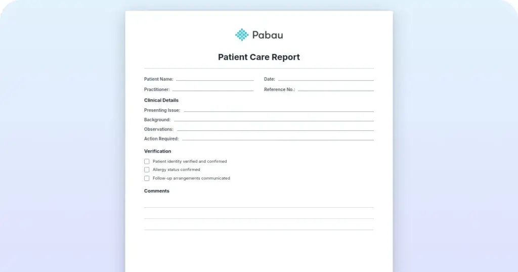 EMS patient care report narrative preview from Pabau