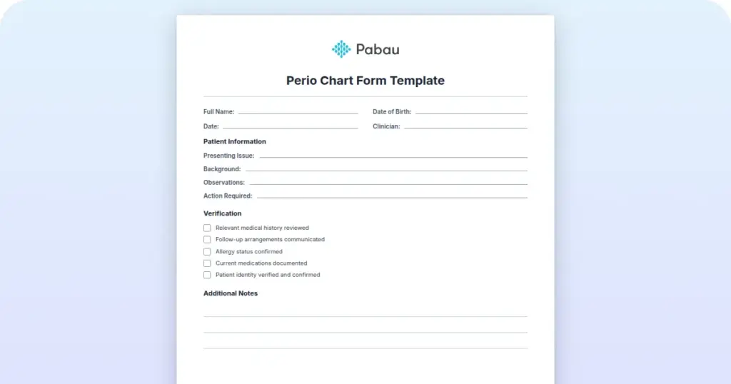 Perio Chart Form Template preview from Pabau