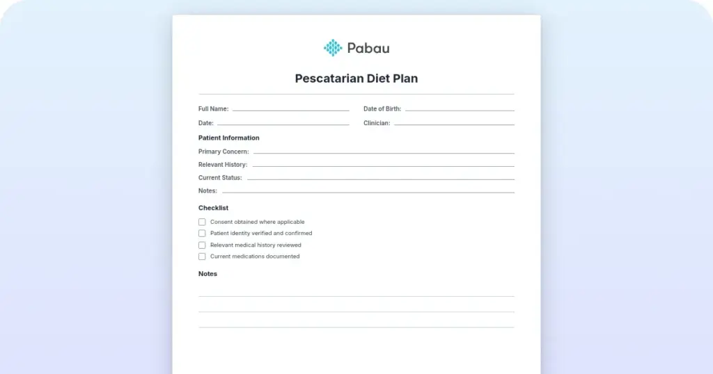 Pescatarian meal plan: a 7-day template and food list preview from Pabau