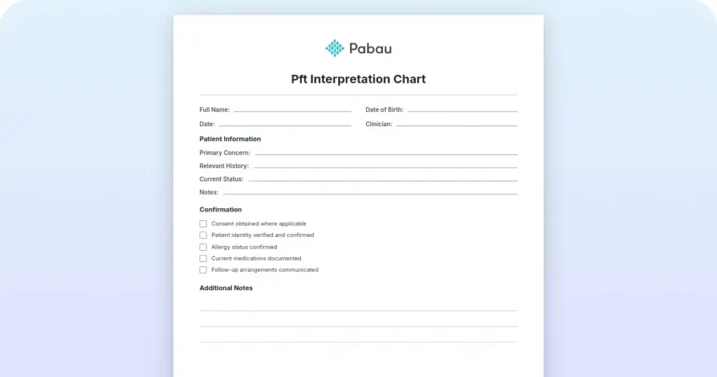 Free PFT interpretation chart preview from Pabau