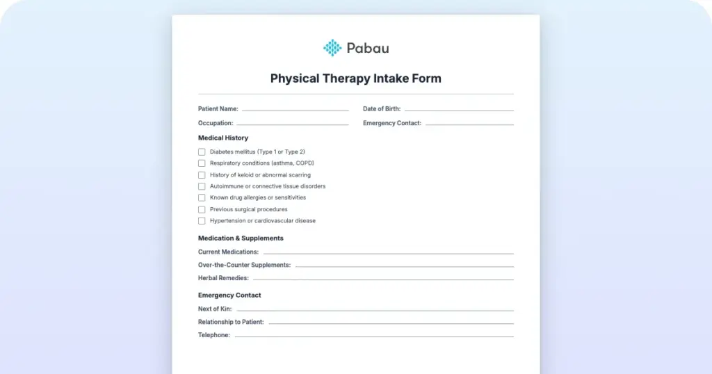 Physical Therapy Intake Form