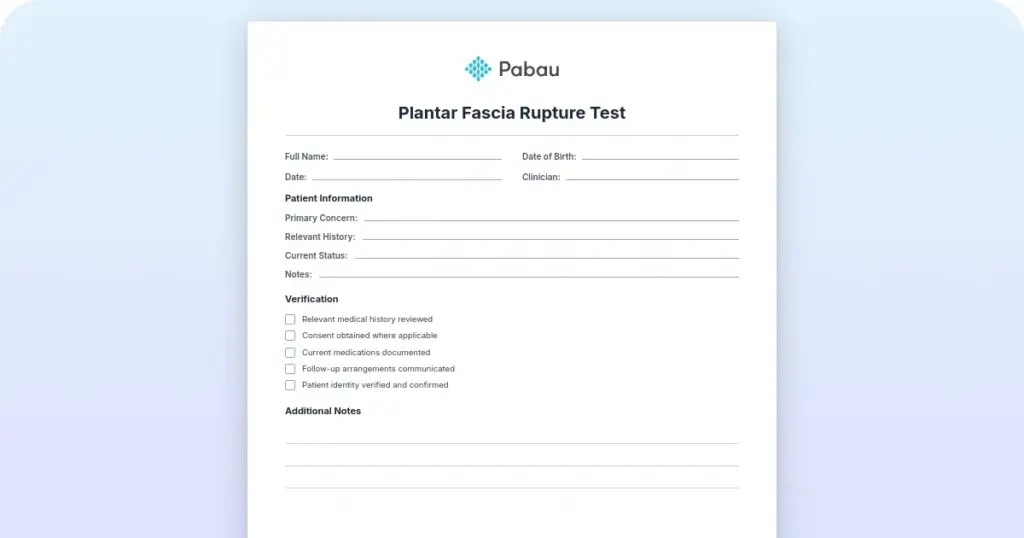 Plantar fascia rupture test preview from Pabau