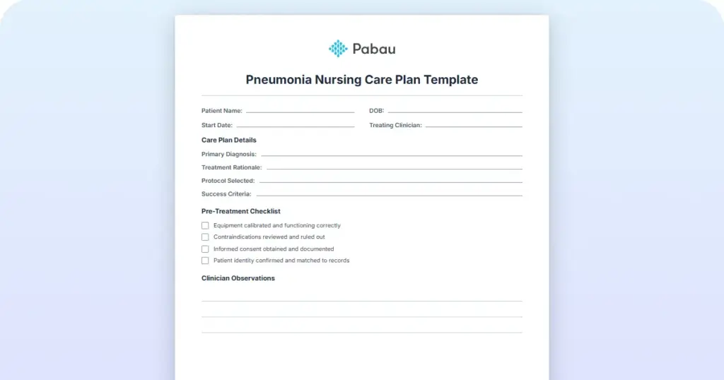 Pneumonia Nursing Care Plan Template