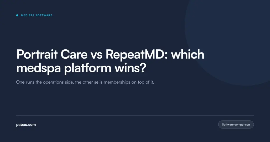 Pabau blog card: Portrait Care vs RepeatMD, which medspa platform wins?