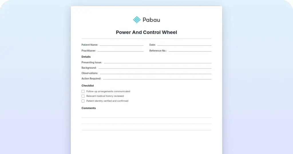 Power and control wheel: Free assessment tool + how to use it preview from Pabau