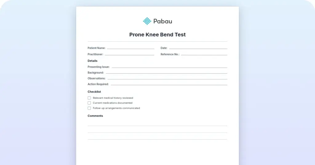 prone knee bend test preview from Pabau