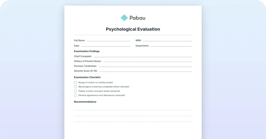 Bariatric Psychological Evaluation preview from Pabau