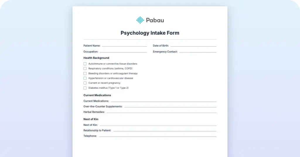 Psychology Intake Form