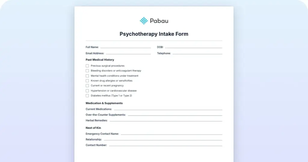 Psychotherapy Intake Form