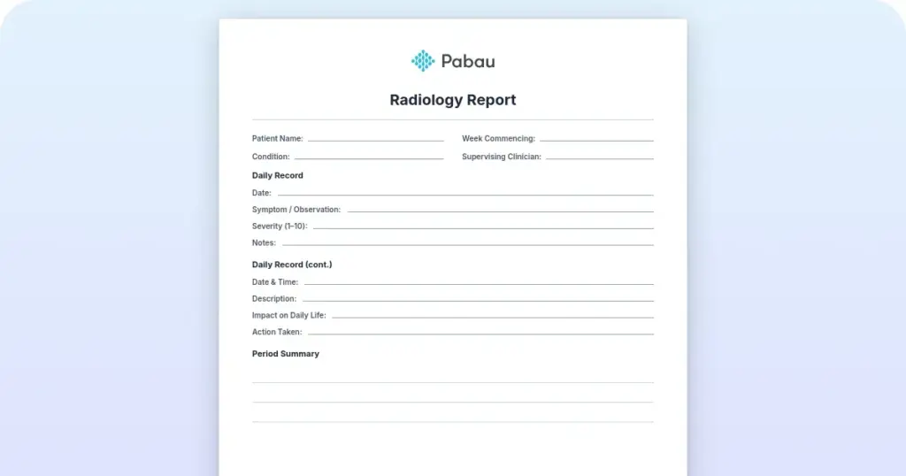 Radiology report template: Free download and 4-part guide preview from Pabau