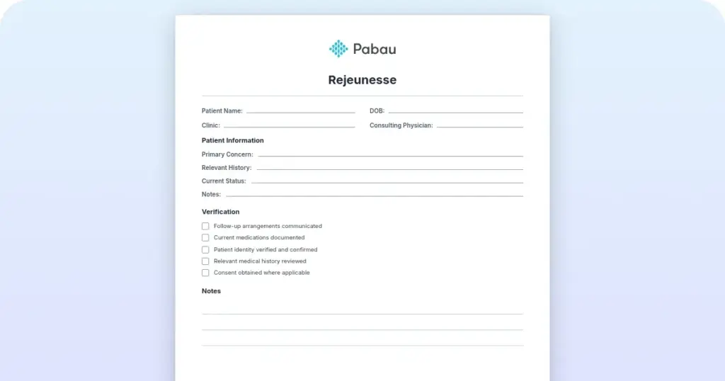 Rejeunesse Aftercare Guidelines preview from Pabau