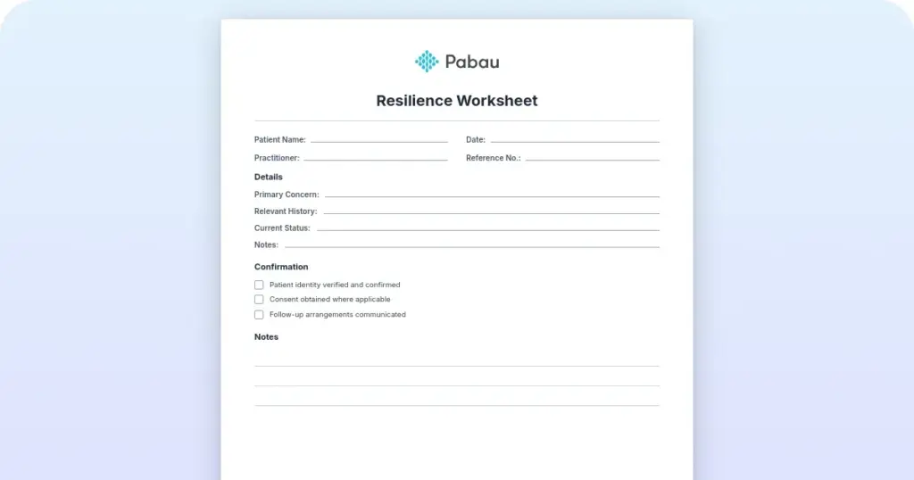 Resilience worksheet: Build mental strength preview from Pabau