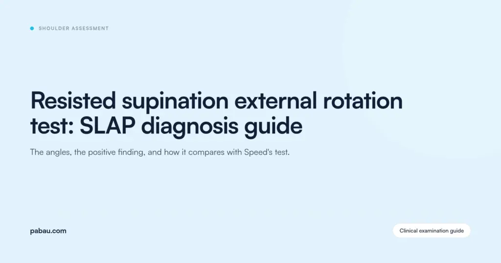 Pabau blog card: resisted supination external rotation test, SLAP diagnosis guide