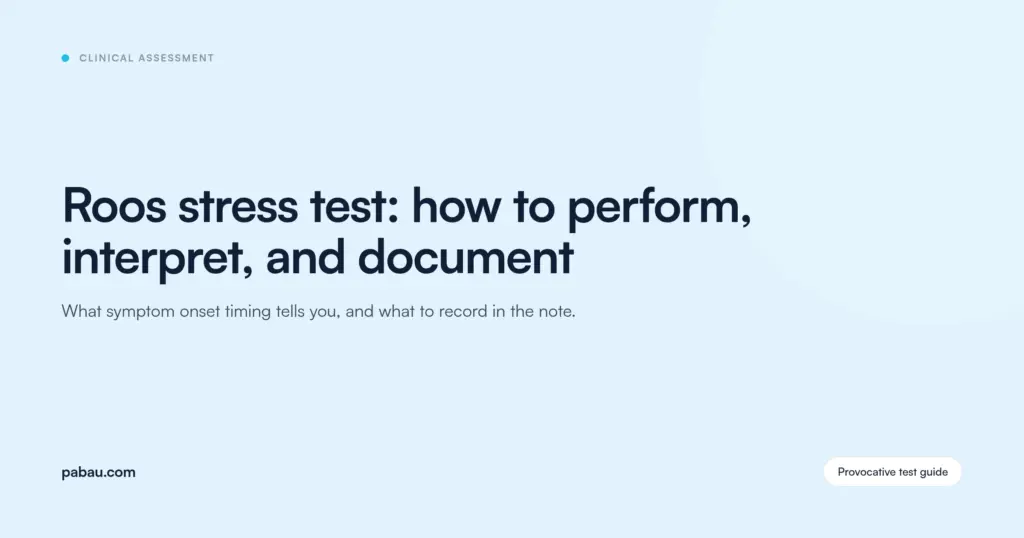 Pabau blog card: Roos stress test, how to perform, interpret, and document