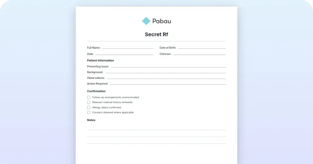 Secret RF Microneedling Clinic Template preview from Pabau