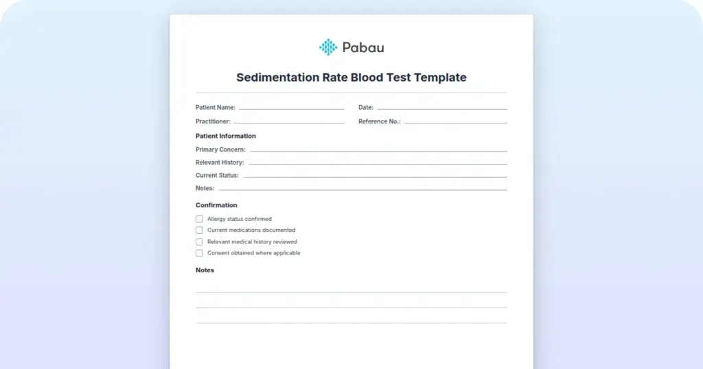 Sedimentation Rate Blood Test Template