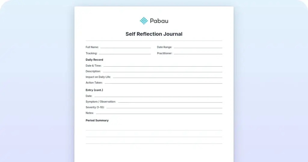 Self Reflection Journal preview from Pabau
