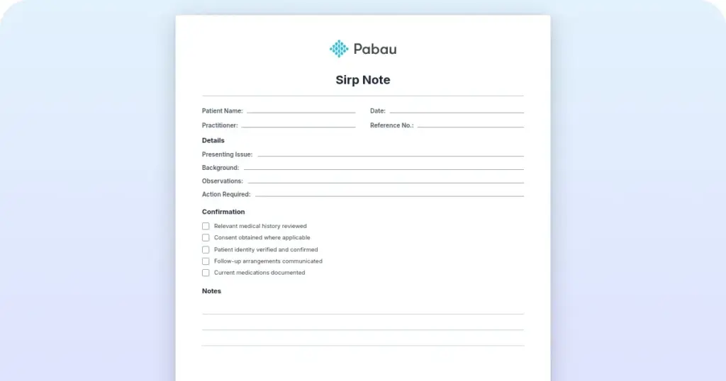 SIRP note: How to write one, with a free template preview from Pabau