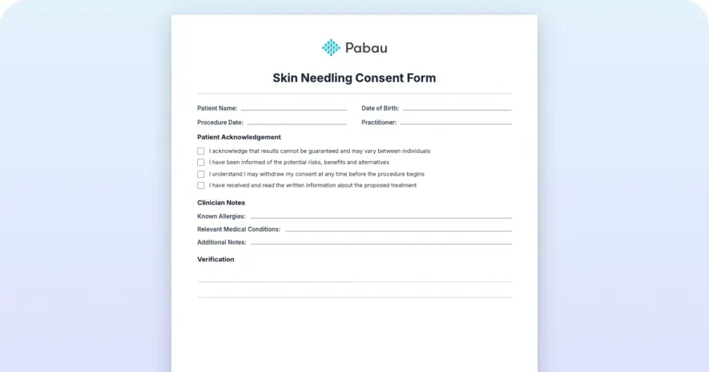 Skin Needling Consent Form