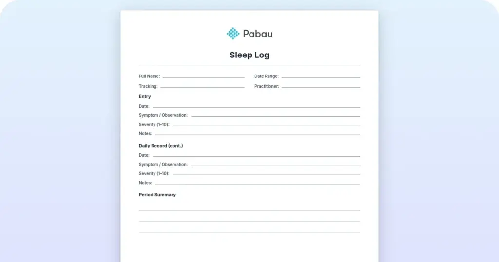 Sleep Log Tracker: Track Your Rest Daily preview from Pabau