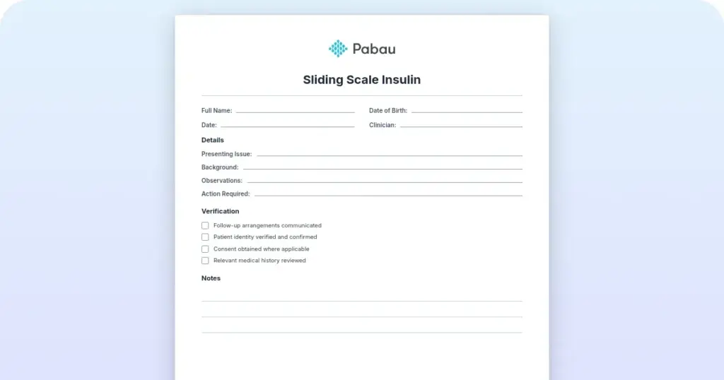Sliding Scale Insulin preview from Pabau